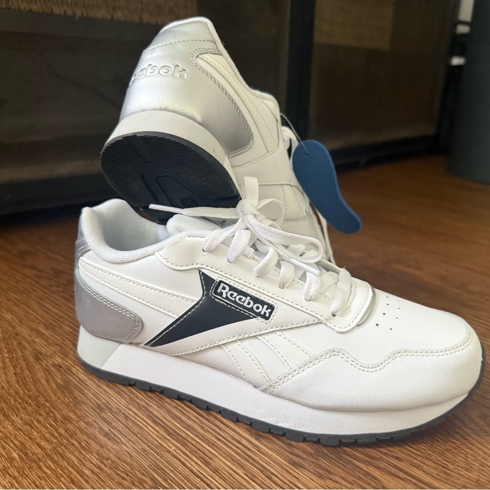 NWT Reebok Classic: White, Black and Silver Sneakers with Cushioned Comfort